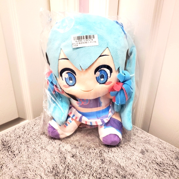 Hatsune Miku Ear Flap Gimmick Plush doll Cheerleader Toreba Japan 25cm - Picture 2 of 6